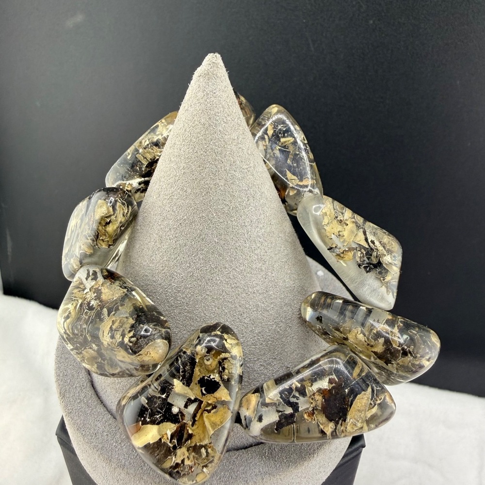 Vintage Retro Acrylic Bracelet Inclusion Stretch Chunky‎ 7"